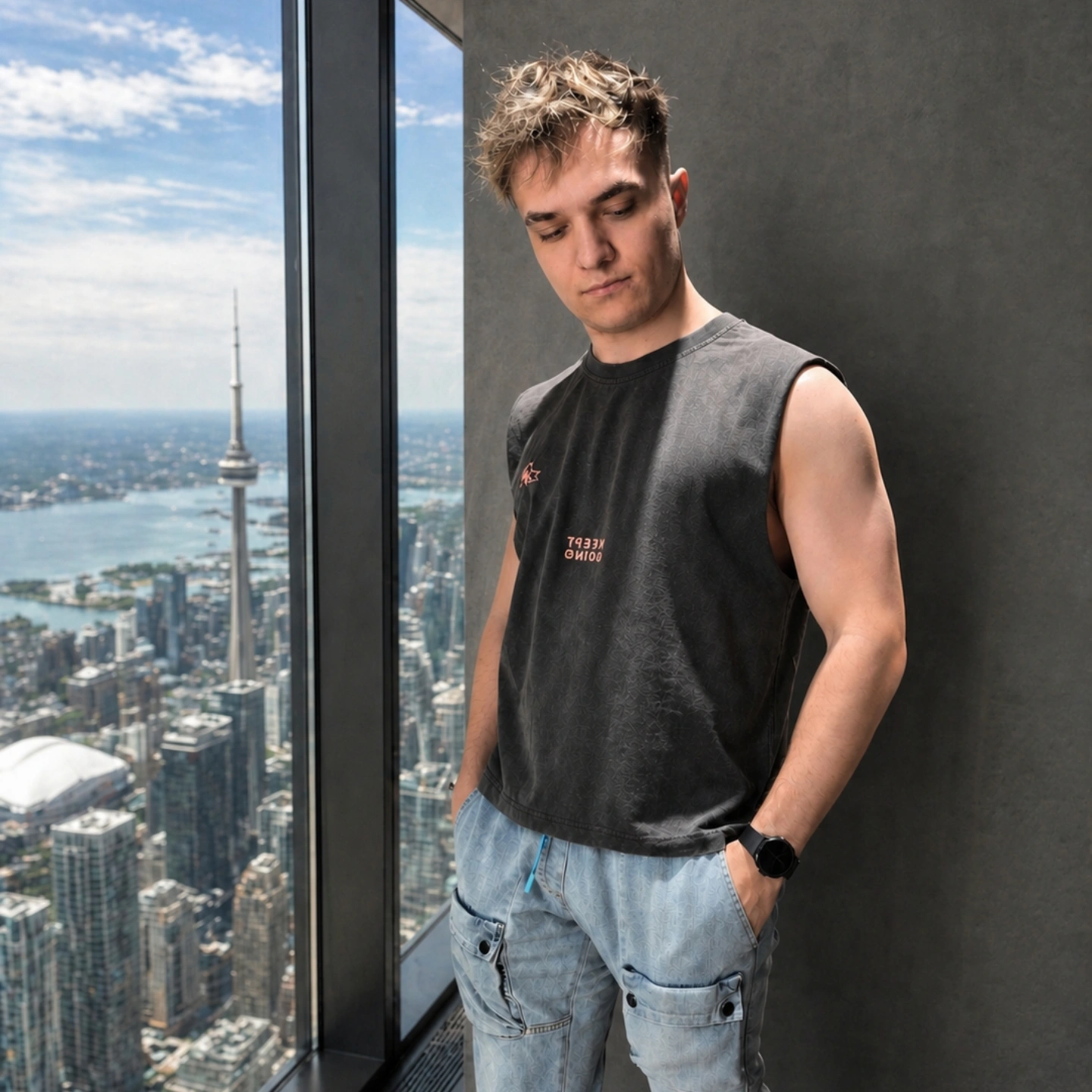 Rostyslav standing near a high city view in Toronto