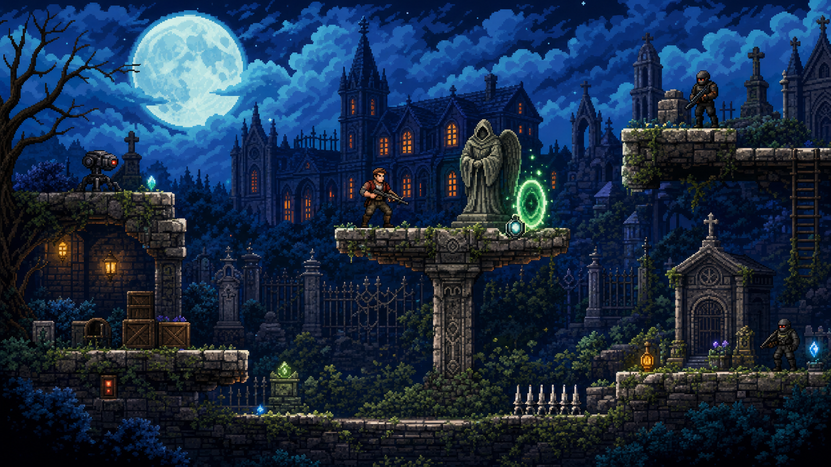 2D action game jungle level concept