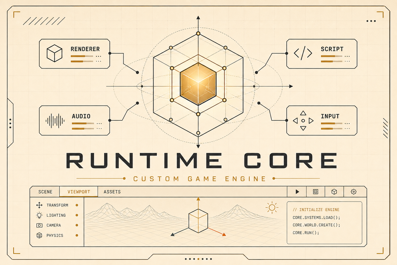 Custom game engine runtime core interface logo